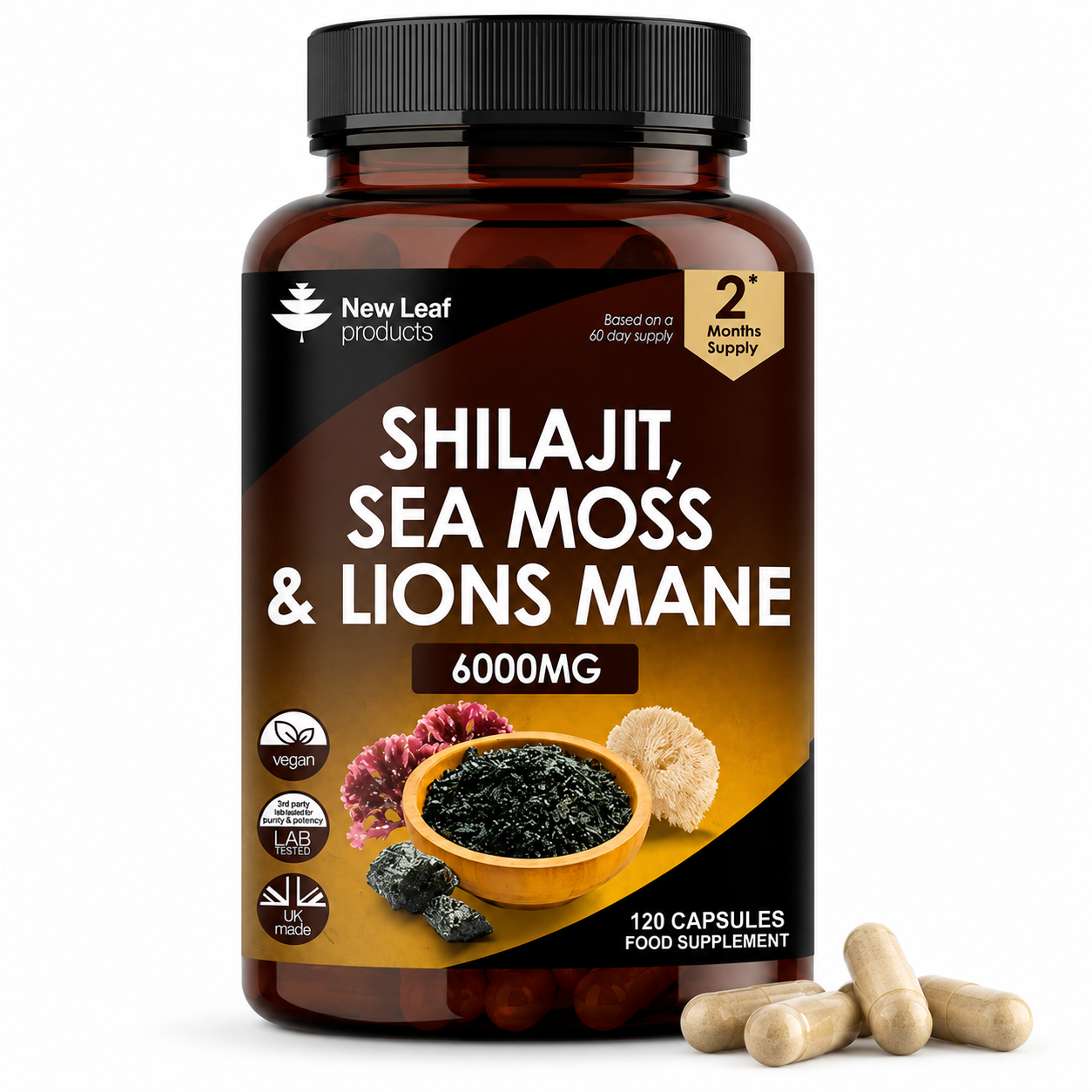 πΏ Shilajit, Sea Moss & Lion's Mane Capsules β Daily Wellness Support
