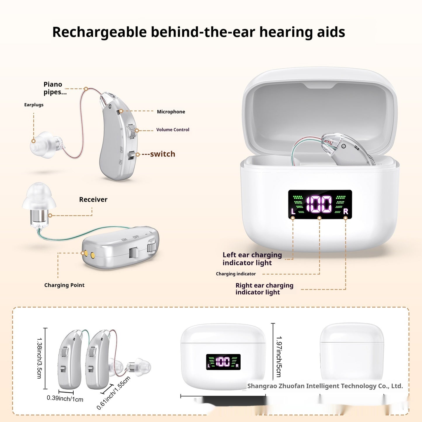 🔊 Rechargeable Hearing Aid – Clear Sound Support