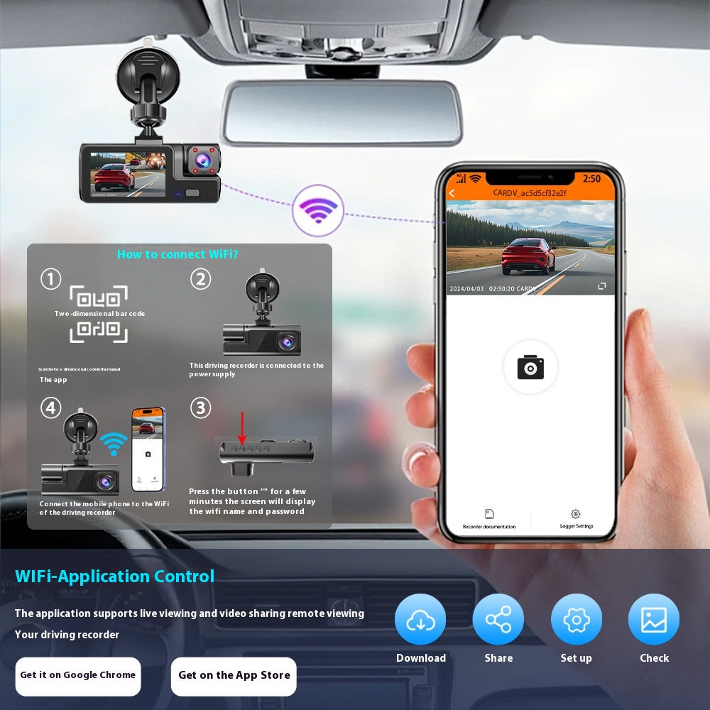 🚗 WiFi Dual Dash Cam with Night Vision